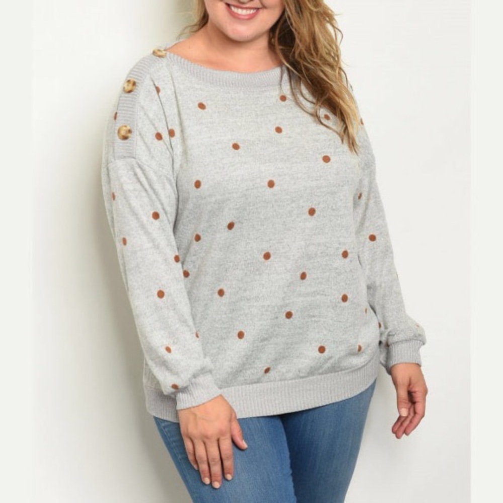 1 LEFT! Plus Size Curvy (3X) Polka Dot Sweater